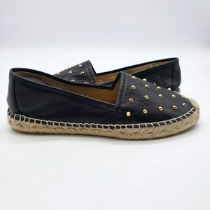 CosmoParis black leather gold studded espadrille shoes Women EU 38 Made in Spain
